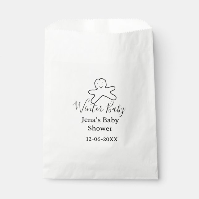 Sachets En Papier Winter baby shower cookie black scribble hand-draw (Devant)