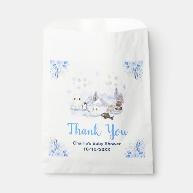 Sachets En Papier Winter Wonderland Animals Baby Shower Thank You (Devant)