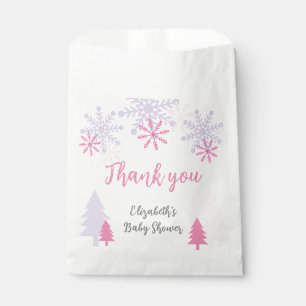 Sachets En Papier Winter Wonderland Baby shower Pink Snowflakes