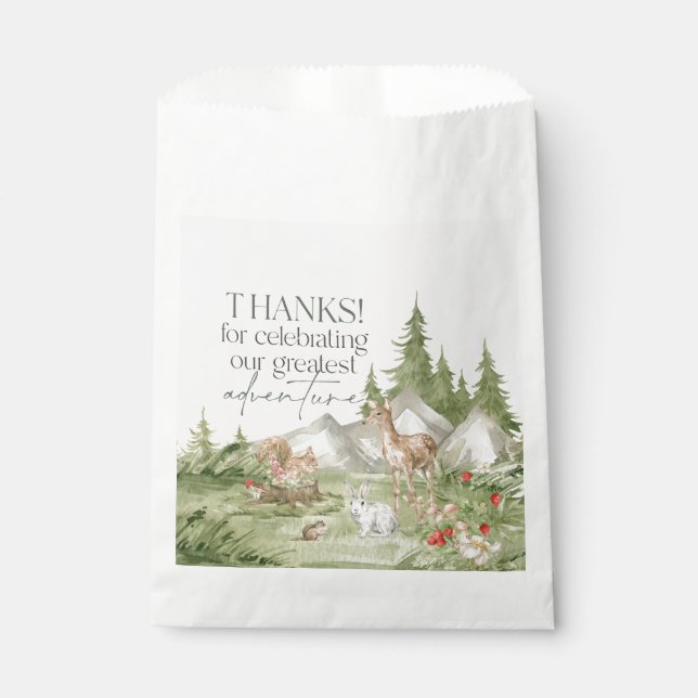 Sachets En Papier Woodland Animals Adventure Await Favor Sticker (Devant)
