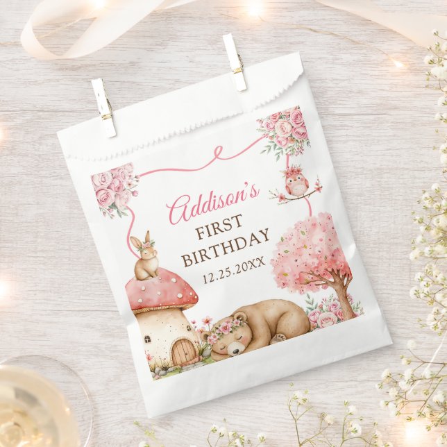 Sachets En Papier Woodland Animals Girl 1st Birthday Party (Coupé)