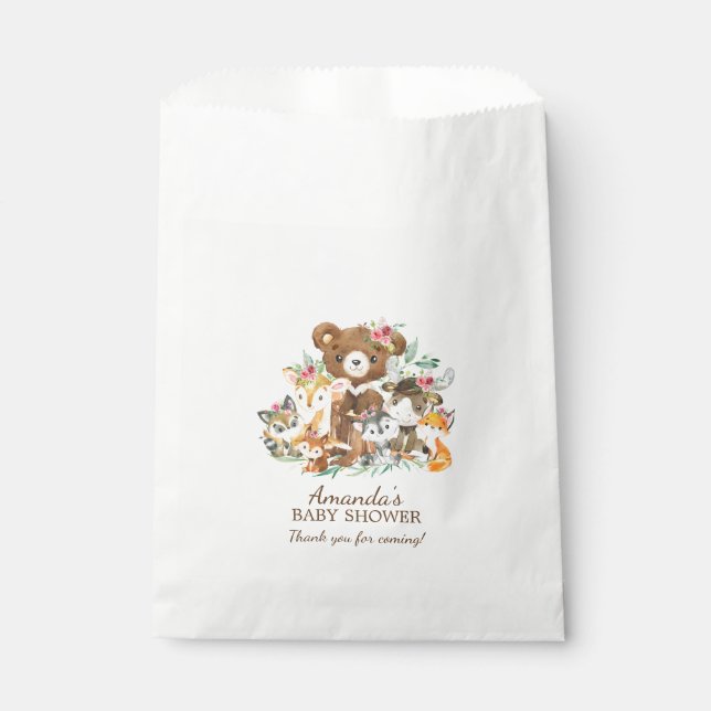 Sachets En Papier Woodland Friends Girls Baby shower Favoriser les s (Devant)