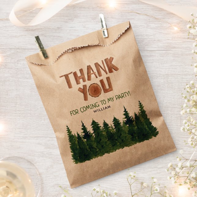 Sachets En Papier Woodland Thème Merci Anniversaire (Coupé)