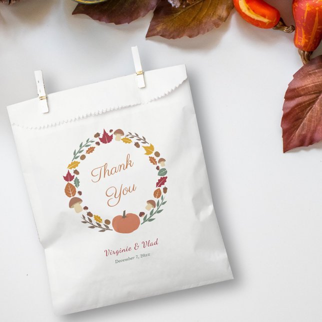 Sachets En Papier Wreath & Merci Mariage de automne Favoriser le sac (Wreath & Fall Wedding Thank You Favor Bag)
