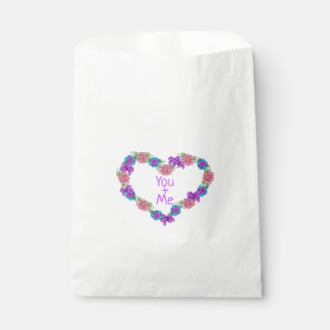 Sachets En Papier You and Me Heart Floral Wreath Valentine's Day (Devant)