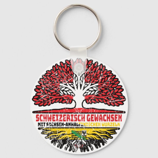 Sachsen-Anhalt Schweizer Schweiz Baum Keychain (Front)