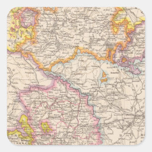 Sachsen, Mecklenburg, Anhalt Atlas Map Square Sticker