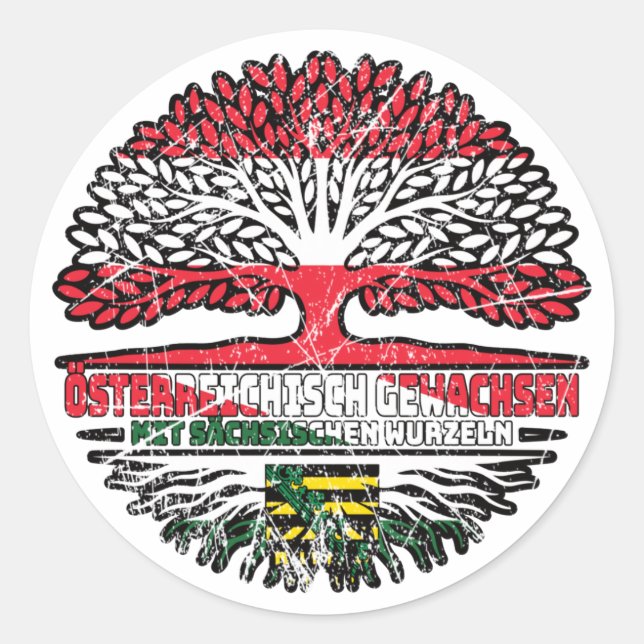 Sachsen Sächsisch Österreichisch Österreich Baum Classic Round Sticker (Front)