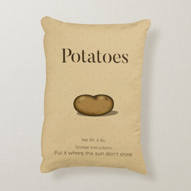 Sack of Potatoes Humourous Storage Instructions Accent Pillow (Back(Vertical))