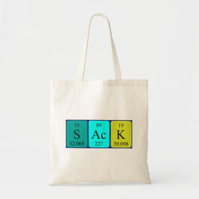 Sack periodic table word tote bag (Front)