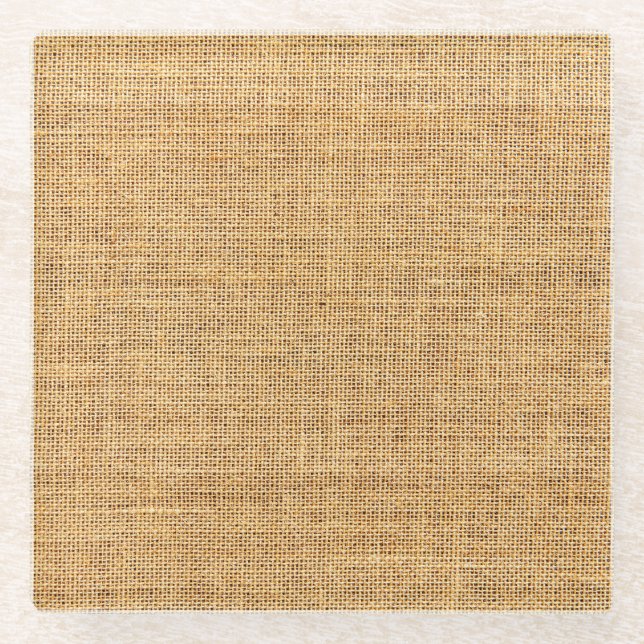 Sackcloth Texture: Rustic Background Essence Glass Coaster (Front)