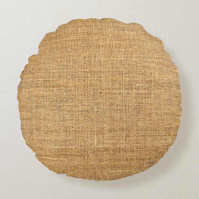 Sackcloth Texture: Rustic Background Essence Round Pillow (Front)