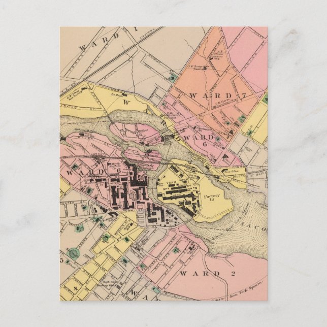 Saco, Biddeford Postcard (Front)