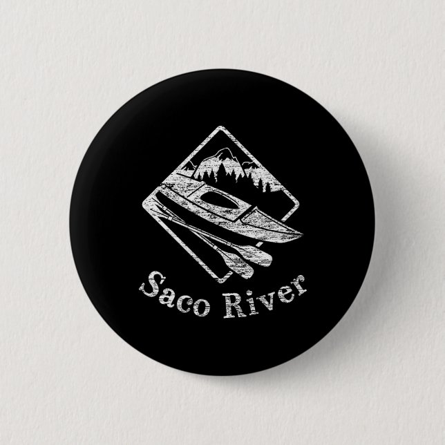 Saco River Kayak Kayaking Boating Rapids Canoe Pad 2 Inch Round Button (Front)