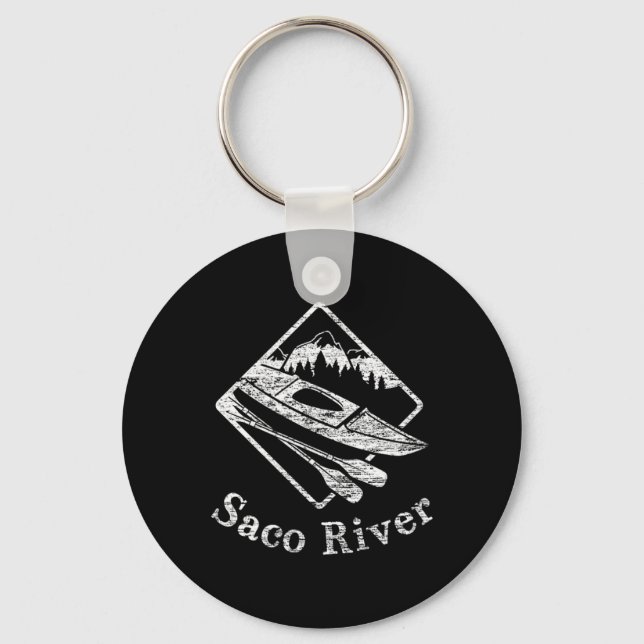 Saco River Kayak Kayaking Boating Rapids Canoe Pad Keychain (Front)