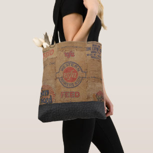 Sacoche et cuir Burlap vintage - Sac fourre-tout