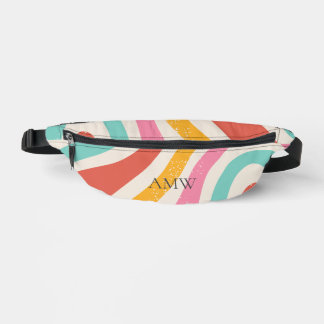 Sacoche Monogramme Rétro Bandes Ondulées Colorées