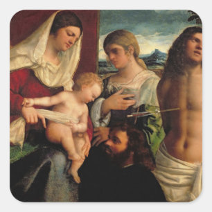 Sacra Conversatione with SS. Catherine, Sebastian Square Sticker