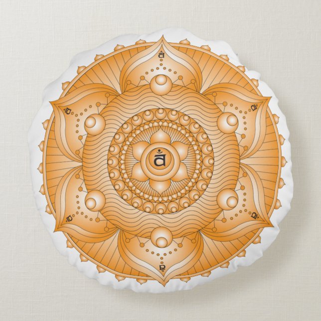 Sacral Chakra Orange Mandala Coussin rond (Dos)