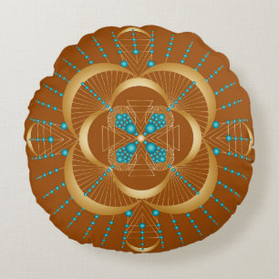 Sacral Chakra Shadow Mandala Round Coussin