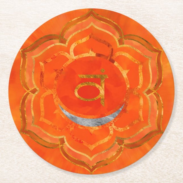 Sacral chakra -  Svadhisthana Round Paper Coaster (Front)