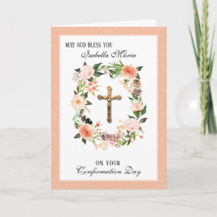 Sacrament Confirmation Religious Floral Wreath Holiday Card