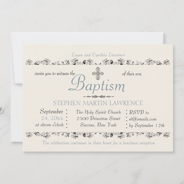 Sacrament Estémé Invitation Religieuse (Bleu) (Devant)