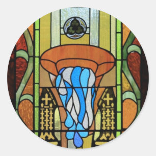 Sacrament of Baptism Stained Glass Art Classic Round Sticker