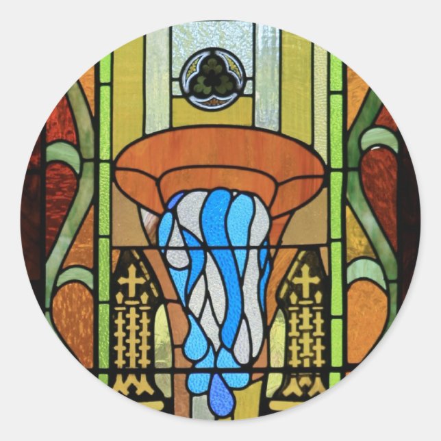 Sacrament of Baptism Stained Glass Art Classic Round Sticker (Front)