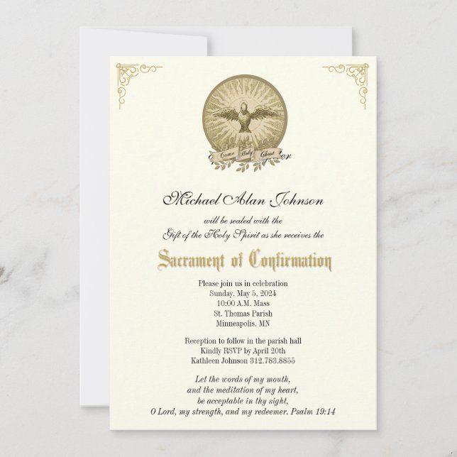 Sacrament of Confirmation Religious Catholic  Invitation (Front)