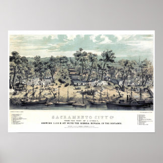 Sacramento California 1850 Vintage Poster