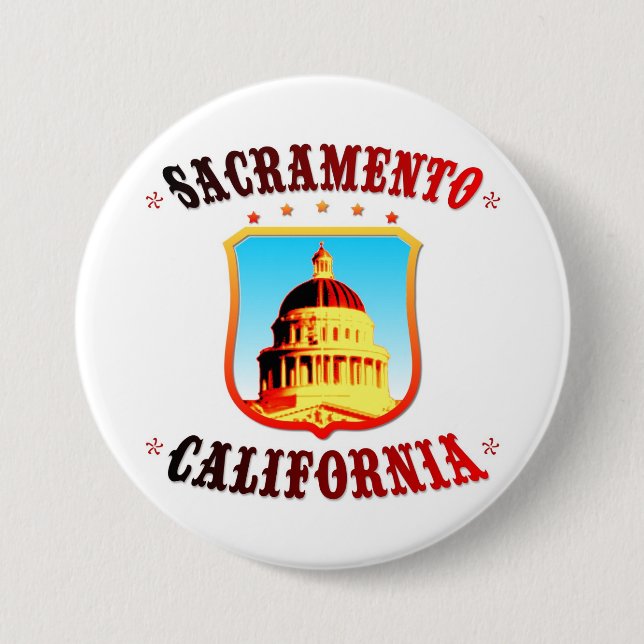 Sacramento California 3 Inch Round Button (Front)