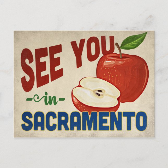 Sacramento California Apple - Vintage Travel Postcard (Front)