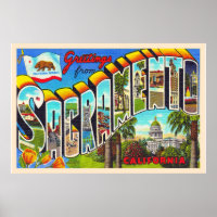 Sacramento California CA Large Letter Postcard