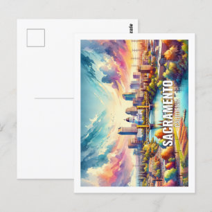 Sacramento California Famous Travel watercolor Postcard