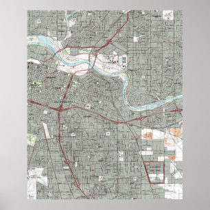 Sacramento California Map (1992) Poster