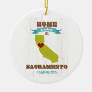 Sacramento, California Map – Home Is Where Ceramic Ornament