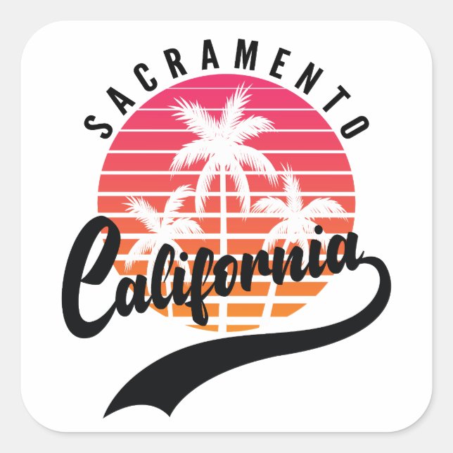 Sacramento, California Retro Sticker (Front)