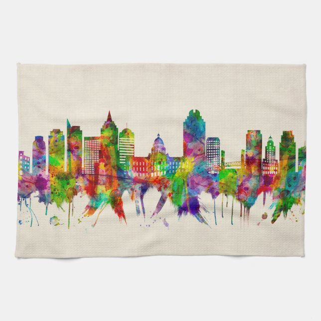 Sacramento California Skyline Kitchen Towel (Horizontal)