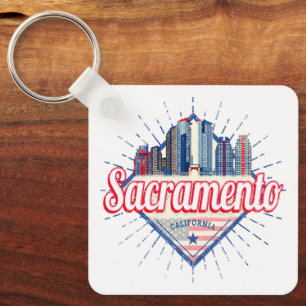 Sacramento California United States Skyline USA Keychain
