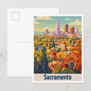 Sacramento California Vintage Travel Illustration Postcard