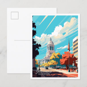 Sacramento California vintage travel illustration Postcard