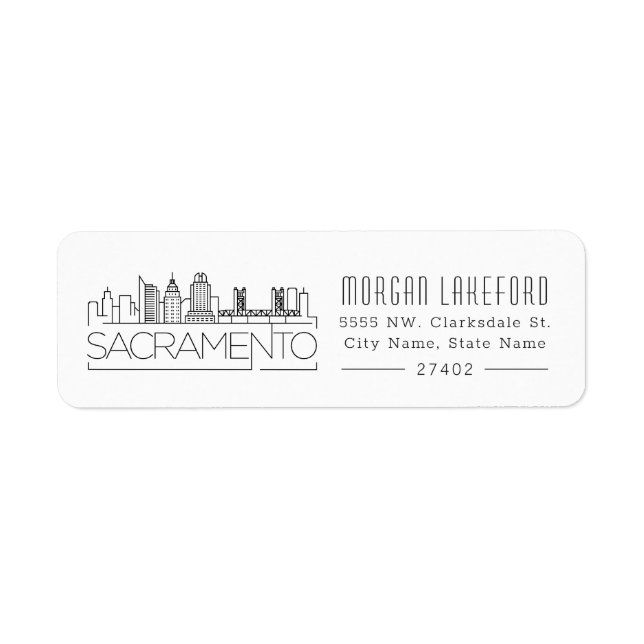 Sacramento, Californie Stylisé Skyline | (Devant)