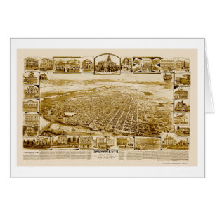 Sacramento, carte panoramique de CA - 1890's