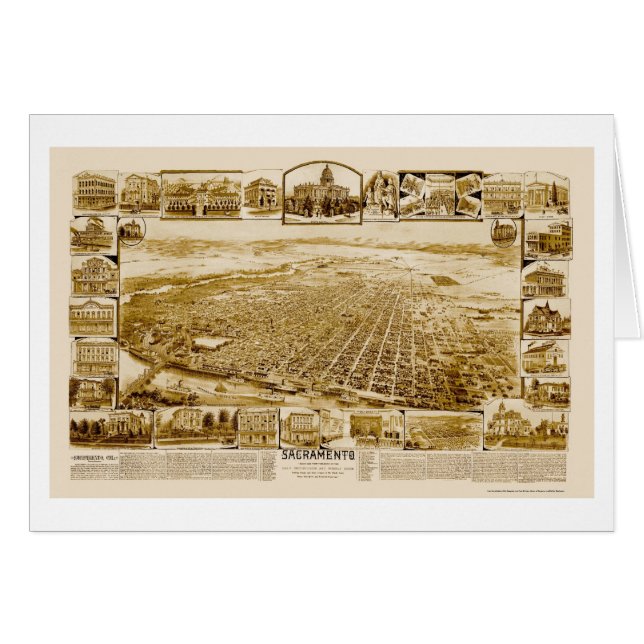 Sacramento, carte panoramique de CA - 1890's (Devant horizontal)