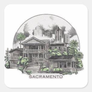 Sacramento City California USA Square Sticker