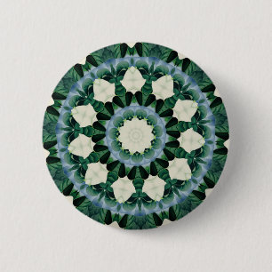 Sacramento Green and Cerulean Blue Mandala 2 Inch Round Button