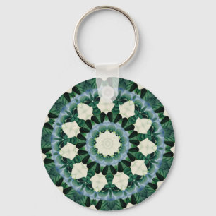 Sacramento Green and Cerulean Blue Mandala Keychain