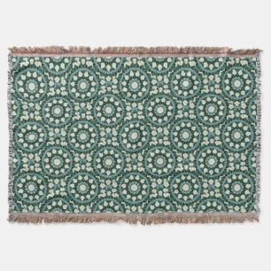 Sacramento Green and Cerulean Blue Mandala Throw Blanket