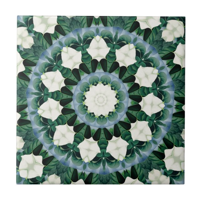 Sacramento Green and Cerulean Blue Mandala Tile (Front)